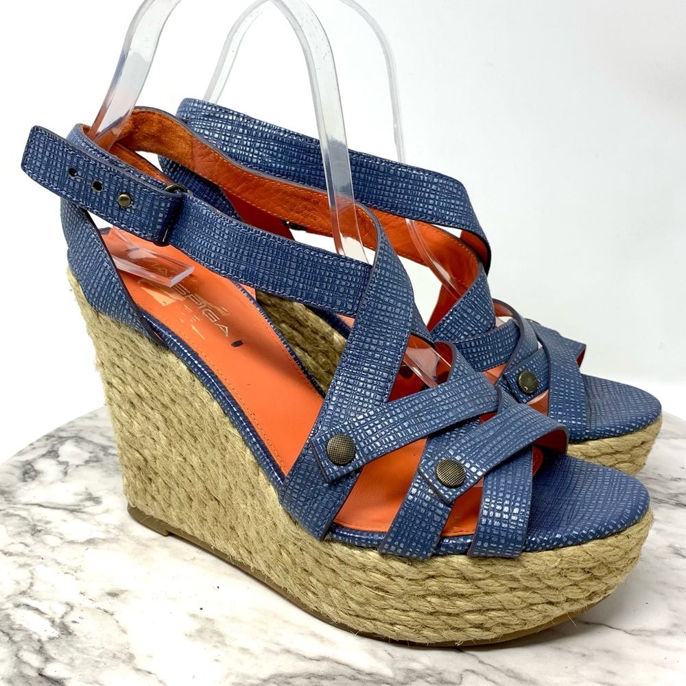 Via Spiga Karla Textured Open Toe Espadrille Wedge 8.5 Classic Resortwear Summer - Picture 16 of 16